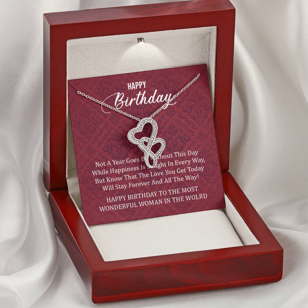Happy Birthday To The Most Wonderful Woman In The World 1 Double Hearts Necklace
