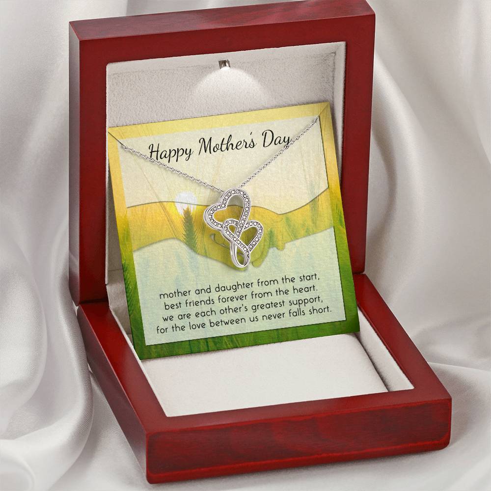 Necklace For Mom On Wedding Day Mother Necklace Message Card From Bride Thank You Gift For Mom Mother Of The Bride Nec Double Hearts Necklace