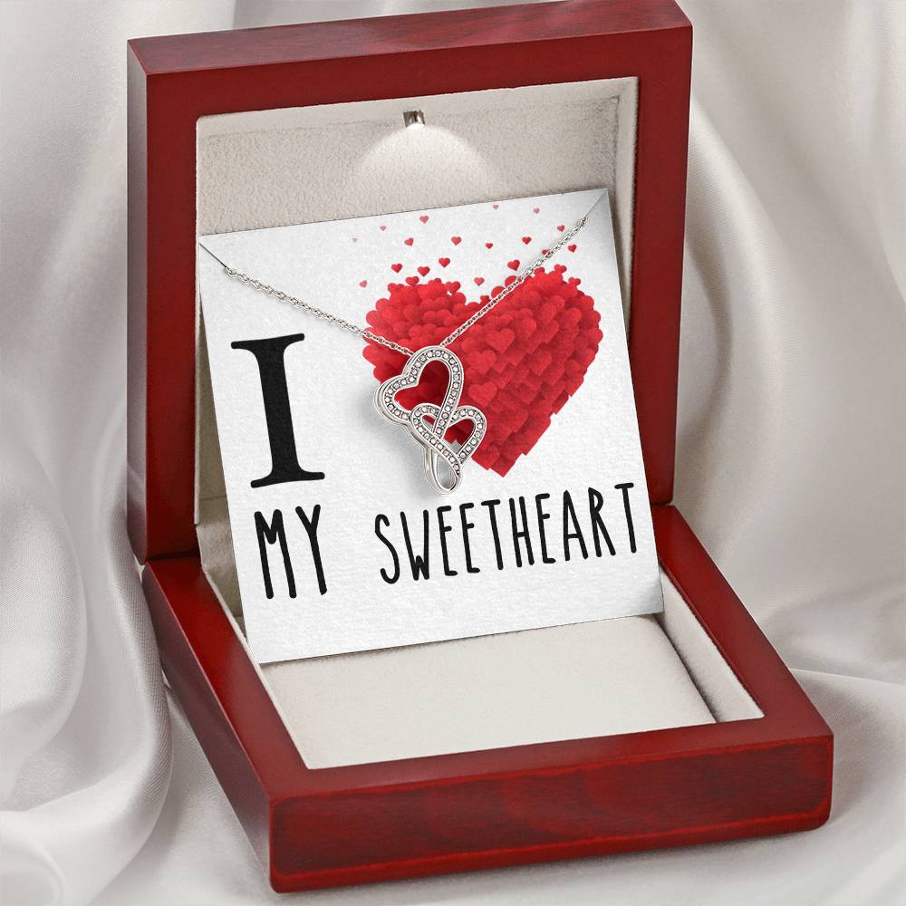 I Love My Sweetheart Girlfriend Wife Love Double Hearts Cz Necklace Valentines Day Or Birthday Heartfelt Keepsake Gift Double Hearts Necklace