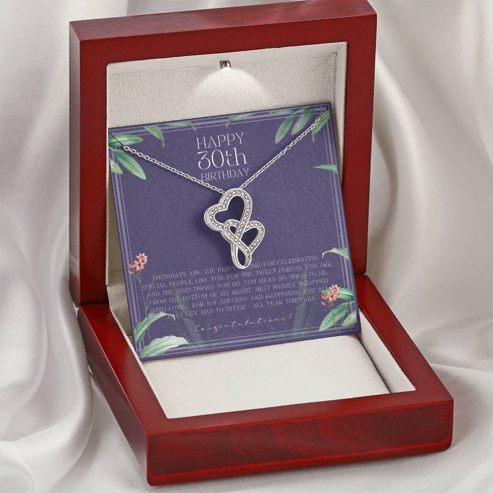 30Th Birthday Gifts For Women Necklace For Her 3 Decade Jewelry 30 Years Old 30Th Birthday Gift Necklace Jewelry Double Hearts Necklace