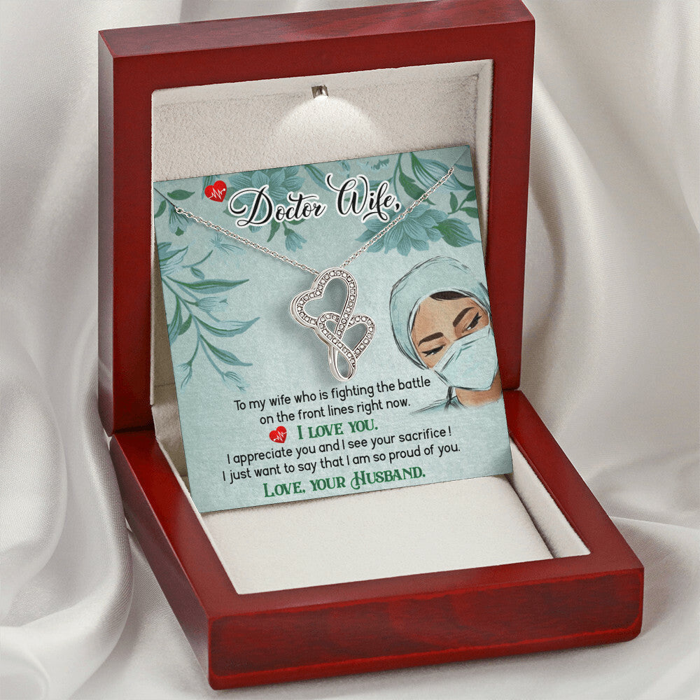 Dear Wife - I Appreciate You And I See Your Sacrifice - Double Hearts Necklace