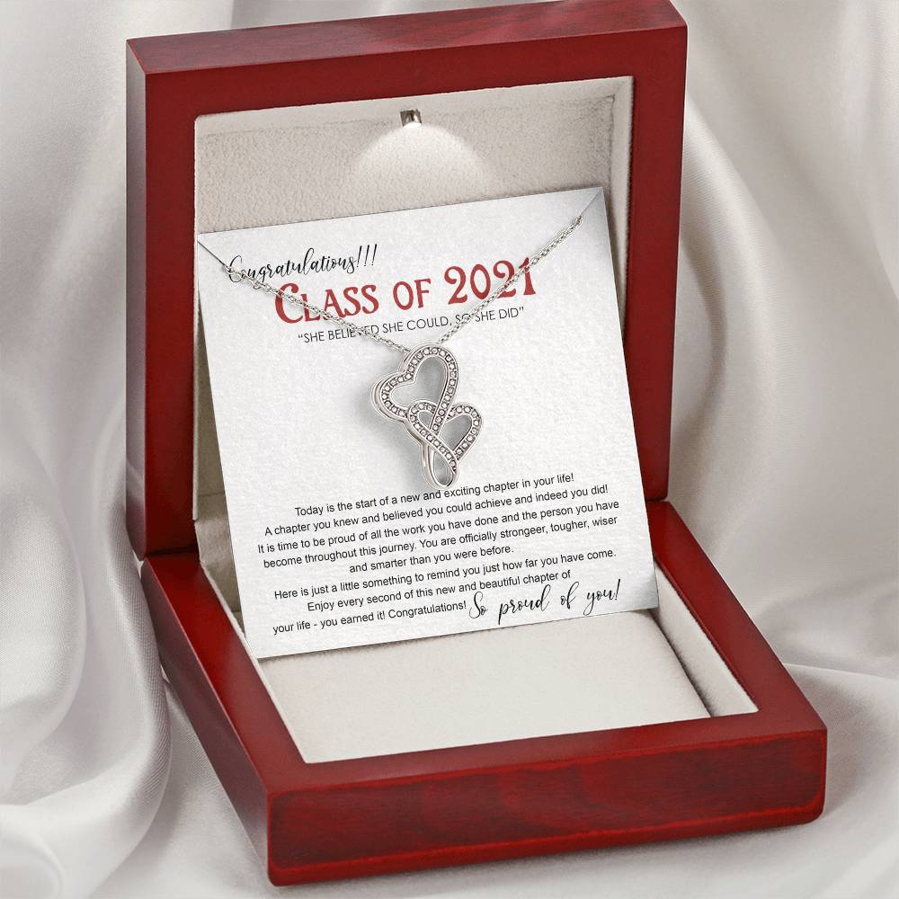 Class Of 2021 Graduation Gift Necklace College Graduation Gifts Graduation Gifts For Girls Daughter Granddaughter Niec Double Hearts Necklace