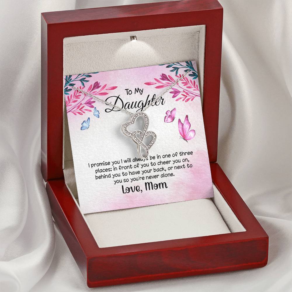 To My Daughter I Promise You Double Hearts Necklace