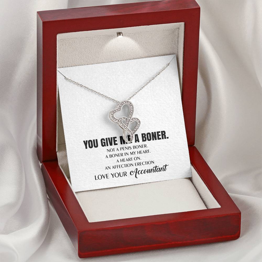 You Give Me A Heart Boner An Affection Erection Funny & Sarcastic Love For Her Mature Best Fu 1 Double Hearts Necklace