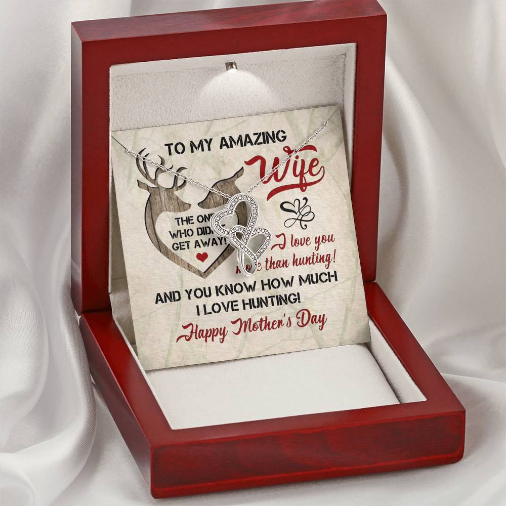 Dear Wife Happy Anniversary - Double Hearts - Love Your Husband - Wife Christmas Gift From Husband Wife Christmas Gift 1 Double Hearts Necklace