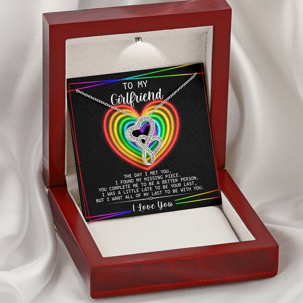 To My Girlfriend - I Love You Message - Tmgf06 Double Hearts Necklace
