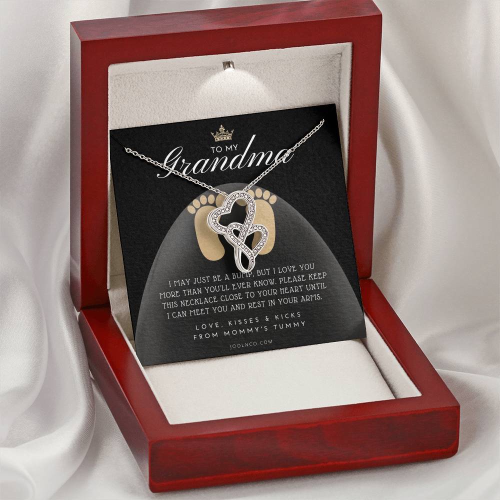 New Grandma Gift Mom To Grandma Necklace Pregnancy Announcement Grandparent Gifts For Grandma First Time Grandma G Double Hearts Necklace