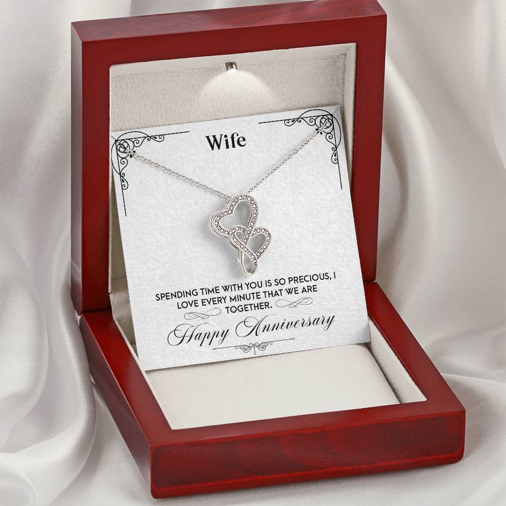 Wife-Spending Time With You Is So Preciousi Love Every Minute That We Are Together-Happy Anniversary Double Hearts Necklace