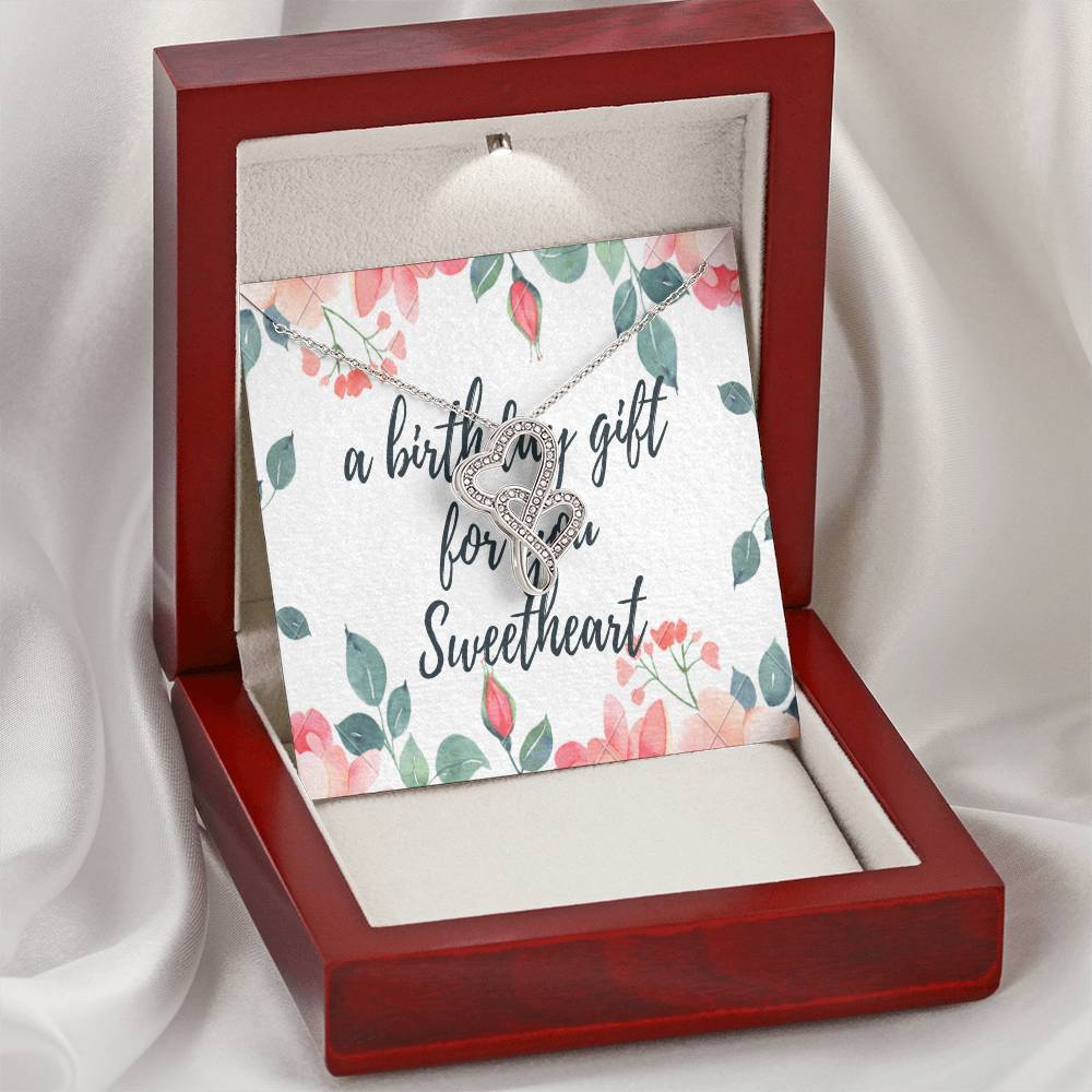 A Houble Hearts Necklace Adding Charm To Her Appearance Special Gift. Double Hearts Necklace
