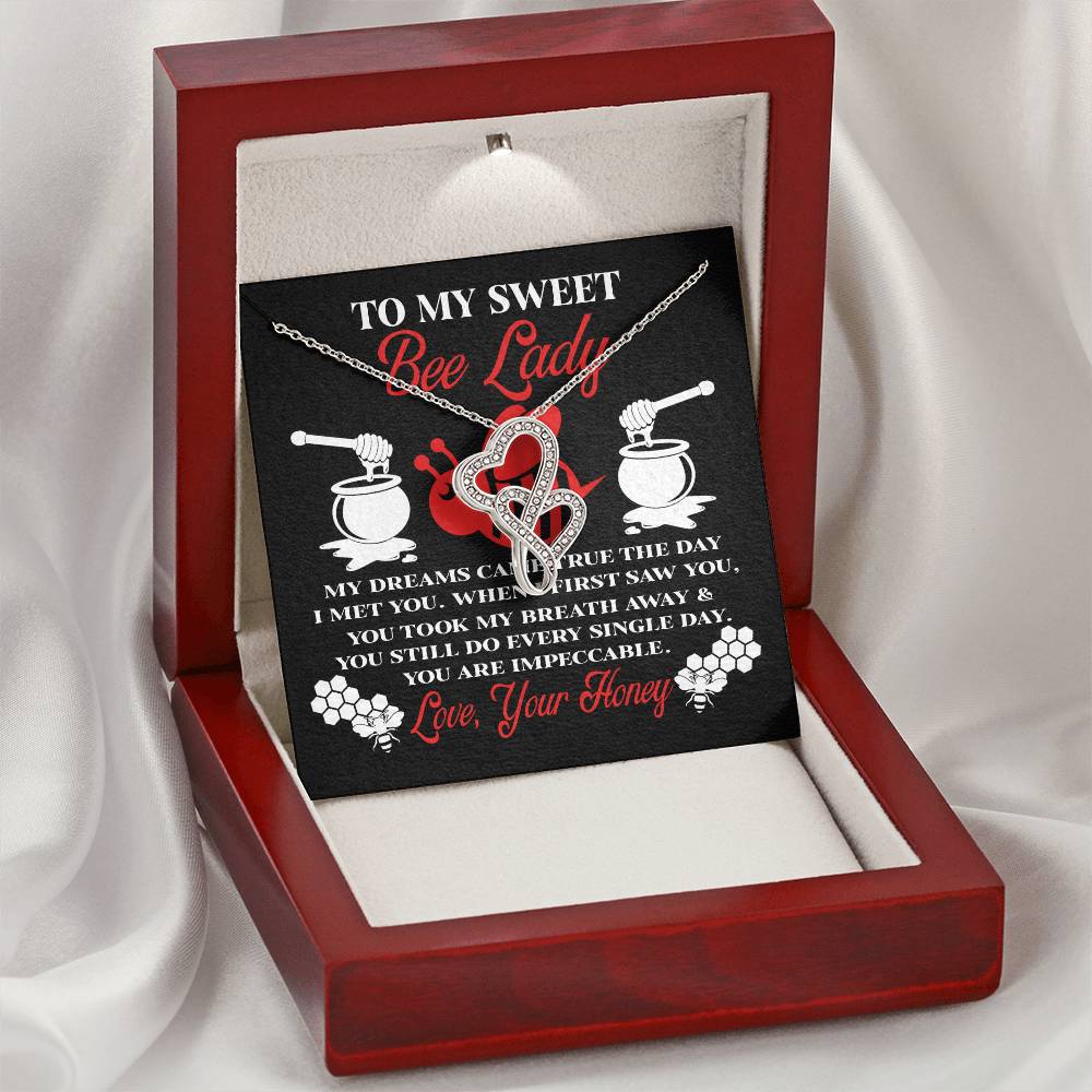 Gift For Her Bee Lady From Honey My Dreams Came True The Day I Met You Double Hearts Necklace