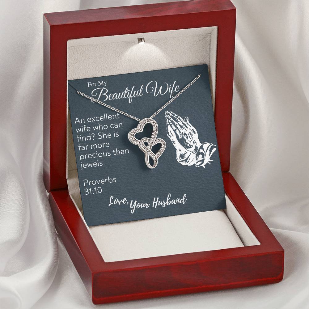 To My Beautiful Wife Necklace Anniversary Gift For Wife Birthday Gift For Wife Gift For Wife Necklace For Wife Gift F Double Hearts Necklace