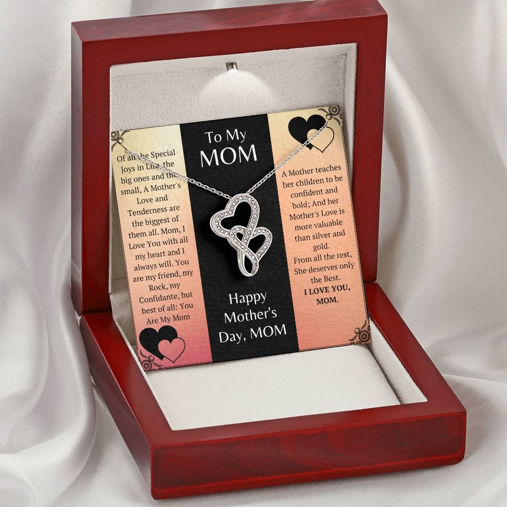 The Stunning A Beautiful Mother's Day Gift. Double Hearts Necklace