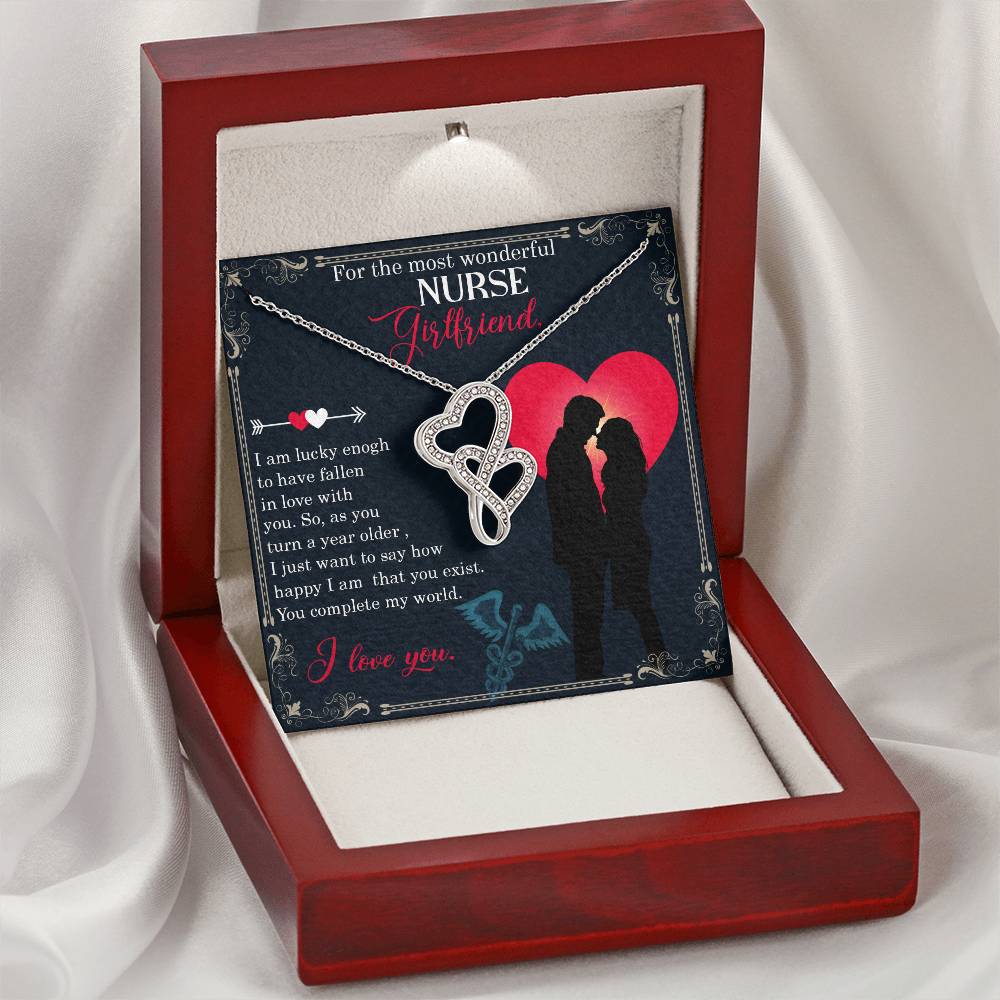 For The Most Wonderful Nurse Girlfriend - Double Hearts Necklace