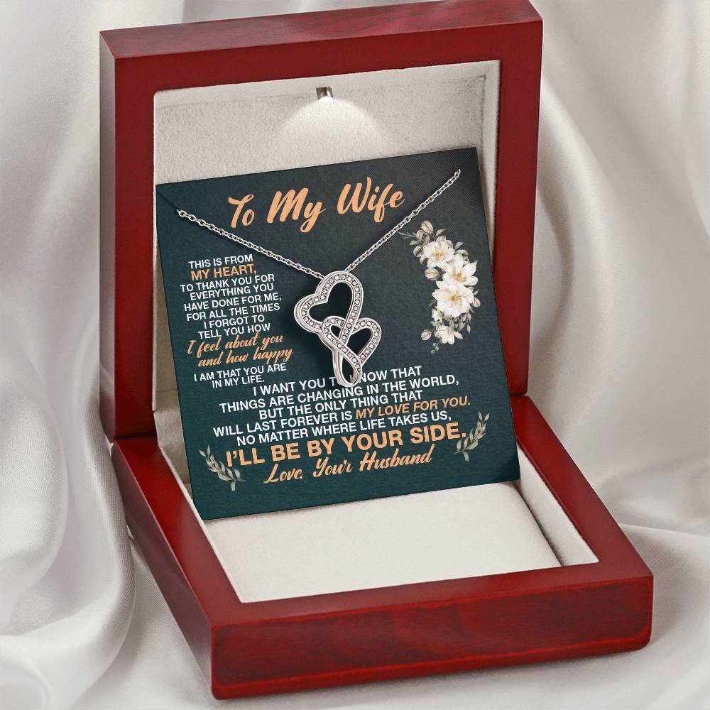 To My Wife Necklace Gift Anniversary Gift Gifts For Her Valentines Gift For Wife Birthday Gift Gift For Wife - To My W Double Hearts Necklace