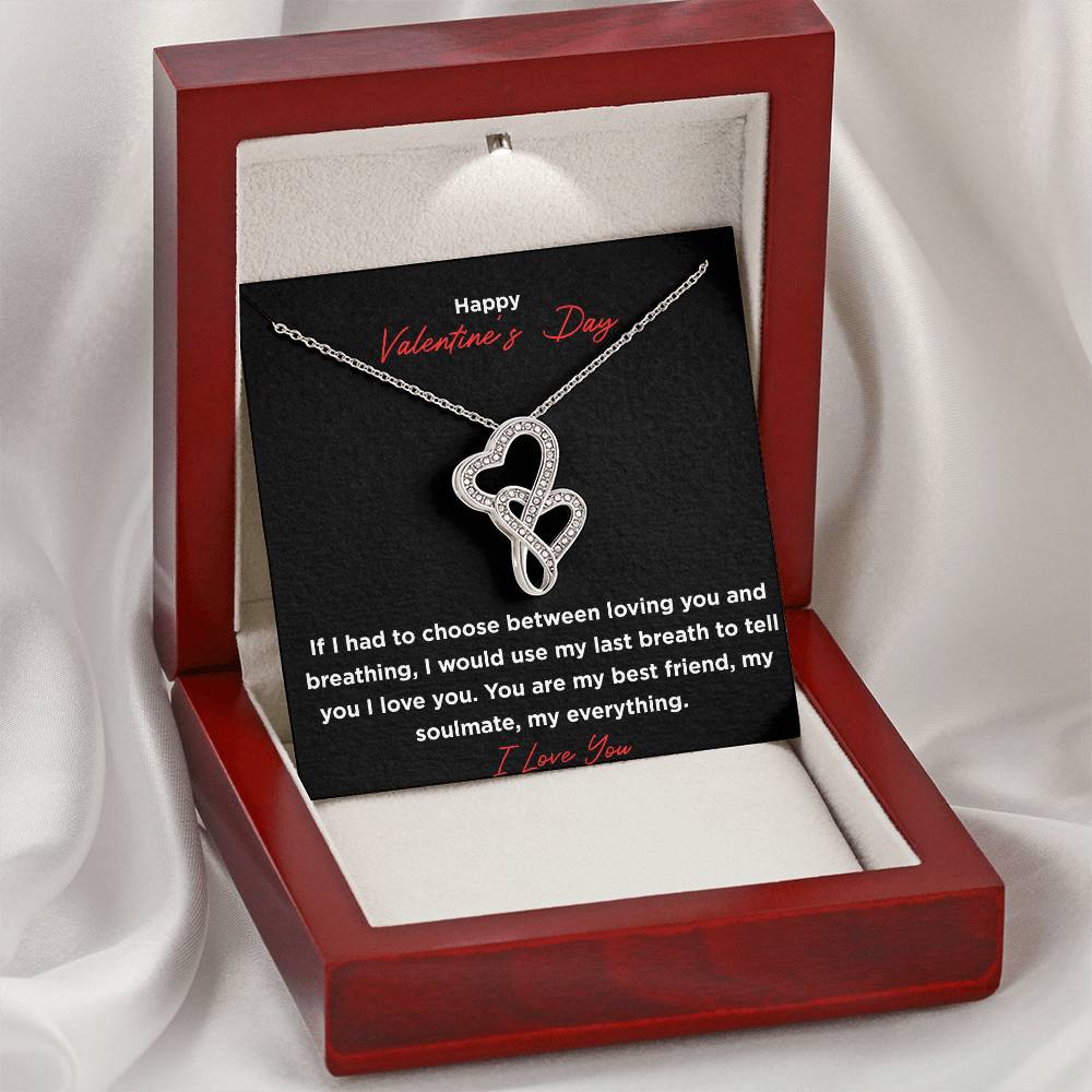 Valentine's Necklace Black Double Hearts Necklace