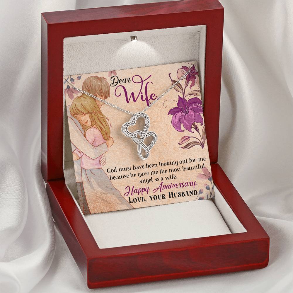 God Gave Me The Most Beautiful Angel As A Wife Double Hearts Necklace