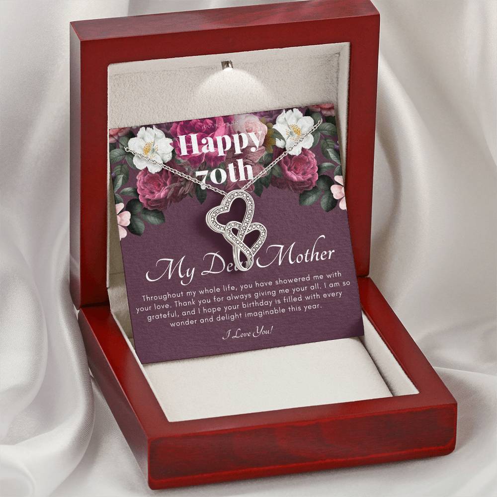 Mother's 70Th Birthday Gift Gift For Mom On Her Birthday Gift For Mom From Daughter & Son Mom Necklace Best Mom Gi Double Hearts Necklace