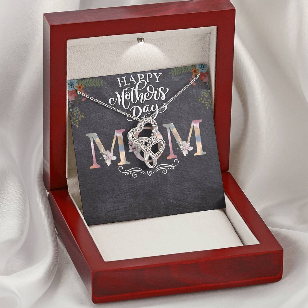 Happy Mother's Day Mom - Double Hearts Necklace
