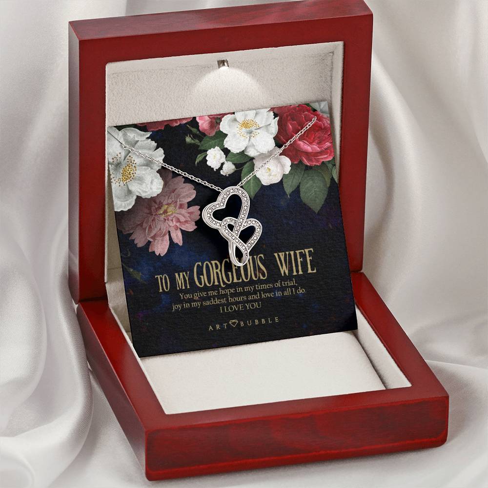 Mothers Day Wife Gift Double Hearts Necklace