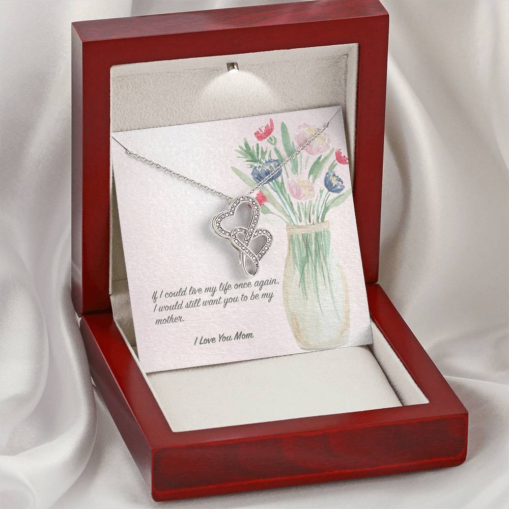 I Love You Mom Necklace Double Hearts Necklace