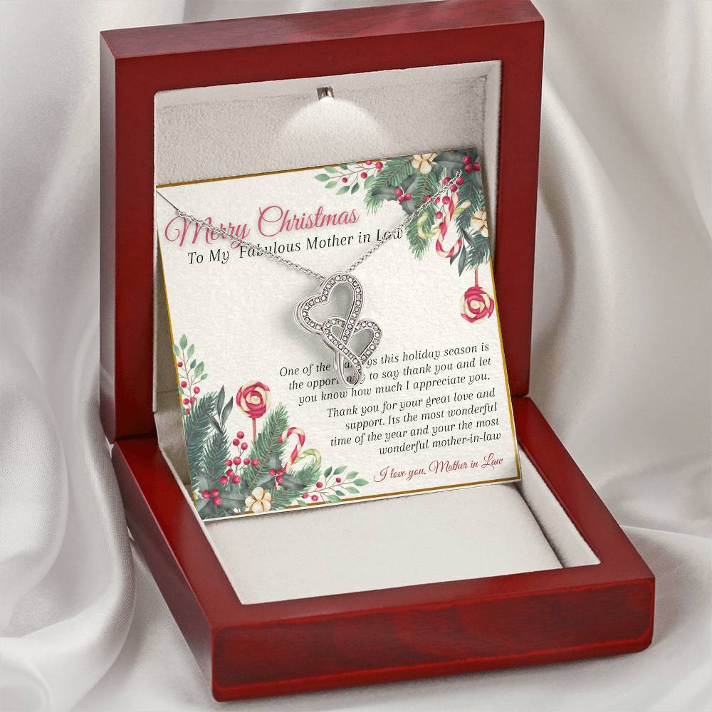 Mother In Law Christmas Gift Double Hearts Necklace