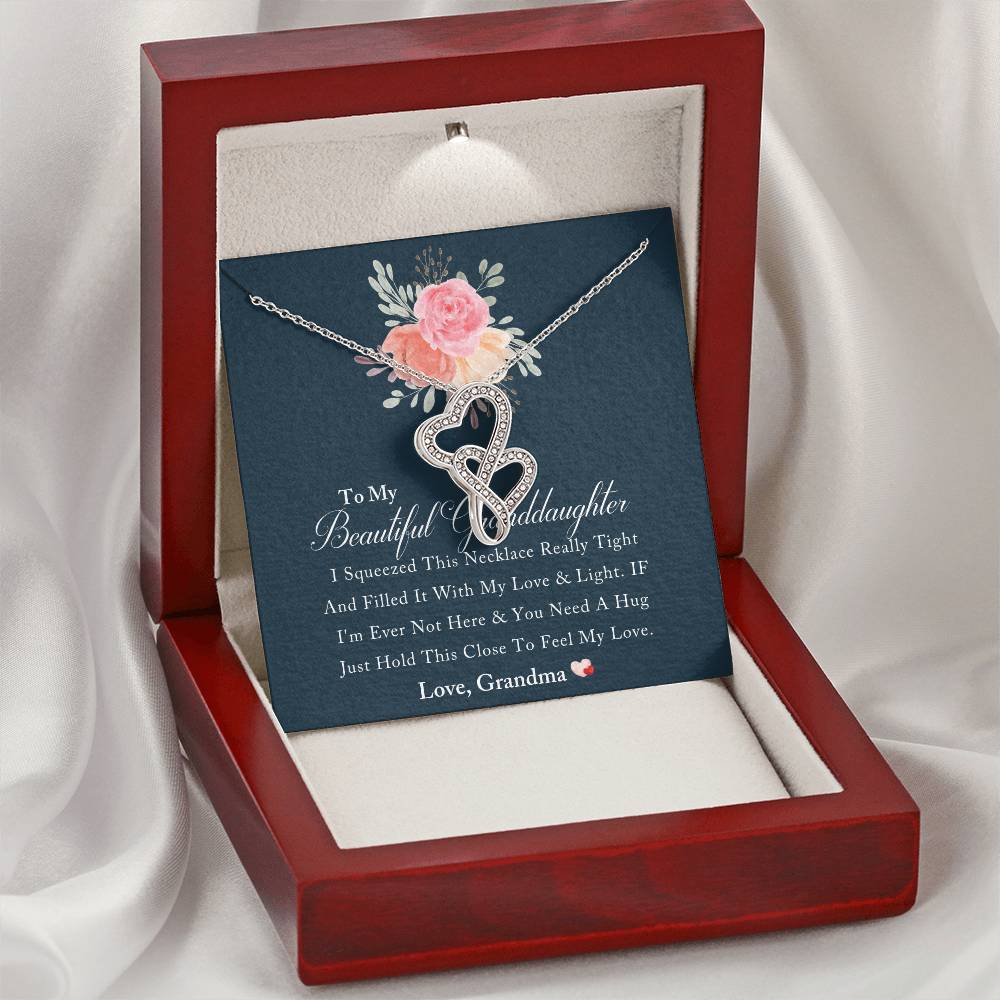 To My Beautiful Granddaughter Love And Light Heart Necklace - Mother And Daughter Necklace - Mom Gift - Mother Jewelr Double Hearts Necklace