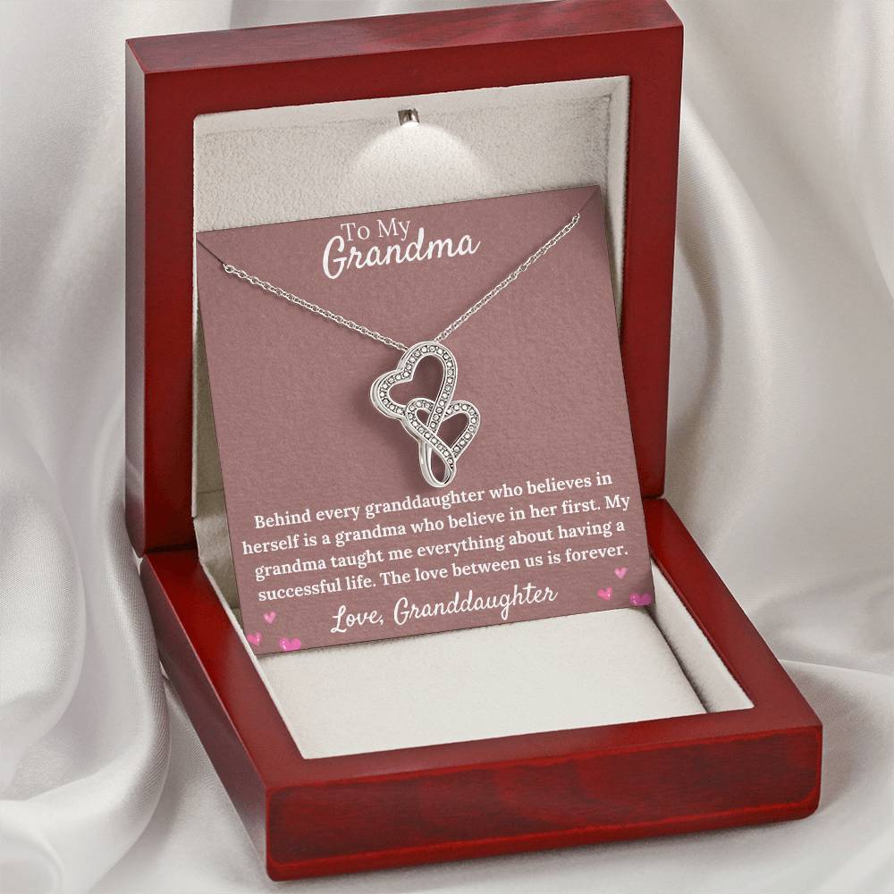 Gorgeous For Grandma Necklace Gift Double Hearts Necklace