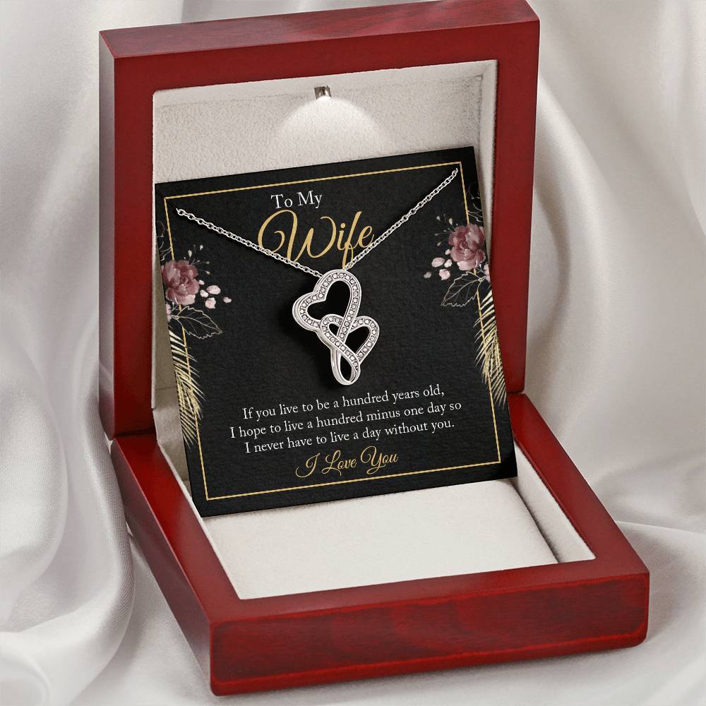 To My Wife - I Love You - Double Hearts Necklace