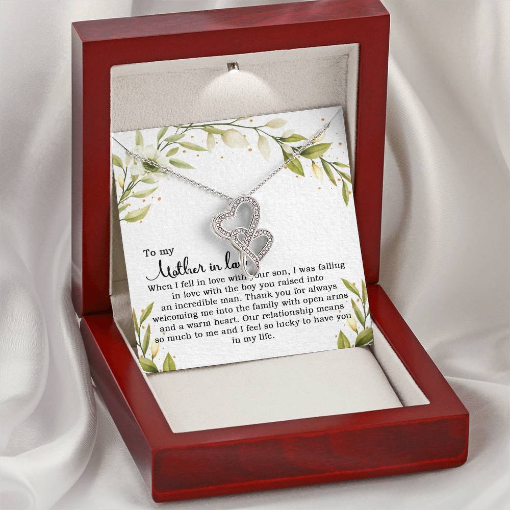 To My Mother In Law When I Fell In Love With Your Son 1 Double Hearts Necklace