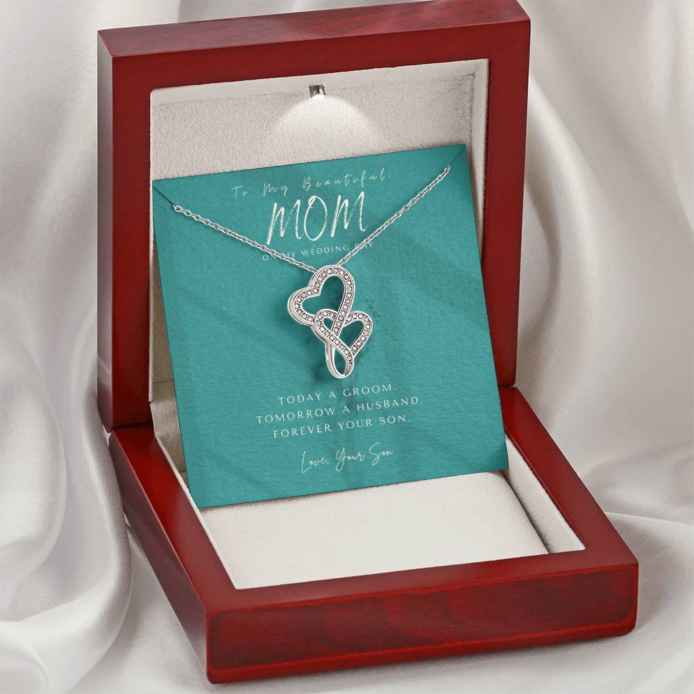 Mother Of The Groom Gift From Son Mom Wedding Gift From Son Wedding Gift From Groom To Mom Necklace Gift For Mom We 1 Double Hearts Necklace