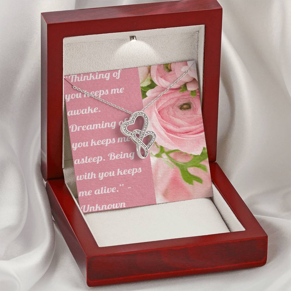 Ike Mens Production;Love Quote Jewelry Double Hearts Necklace