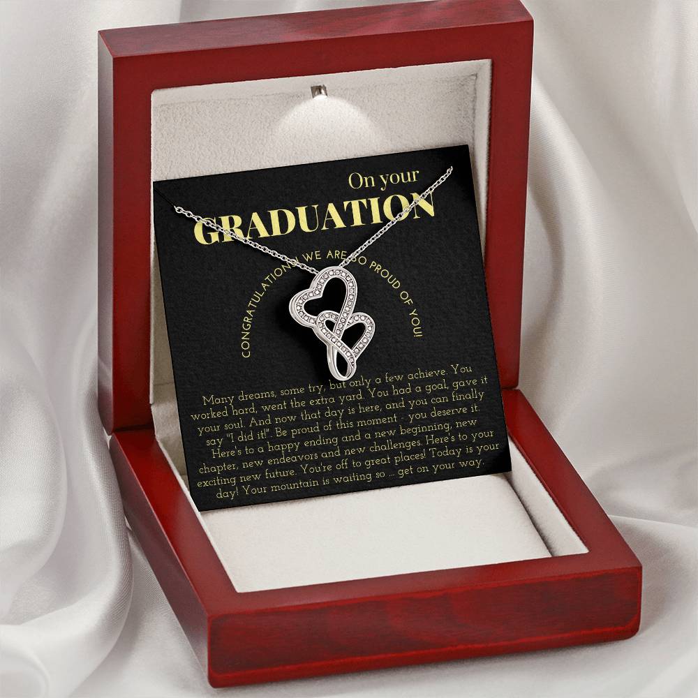 On Your Graduation - Double Hearts Necklace