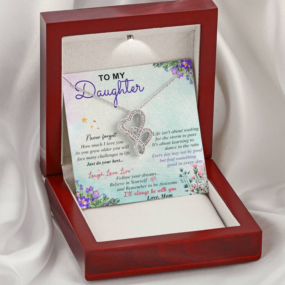 To My Daughter - 5 Double Hearts Necklace