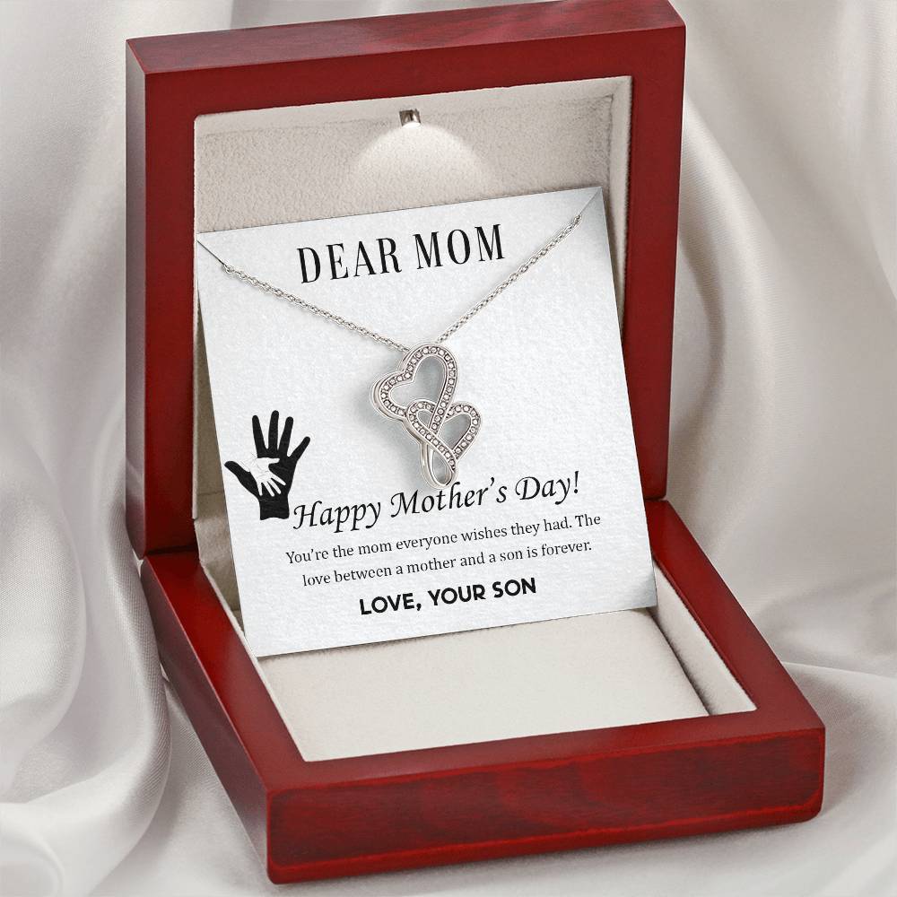 Dear Mom - Happy Mother’S Day - Double Hearts Necklace