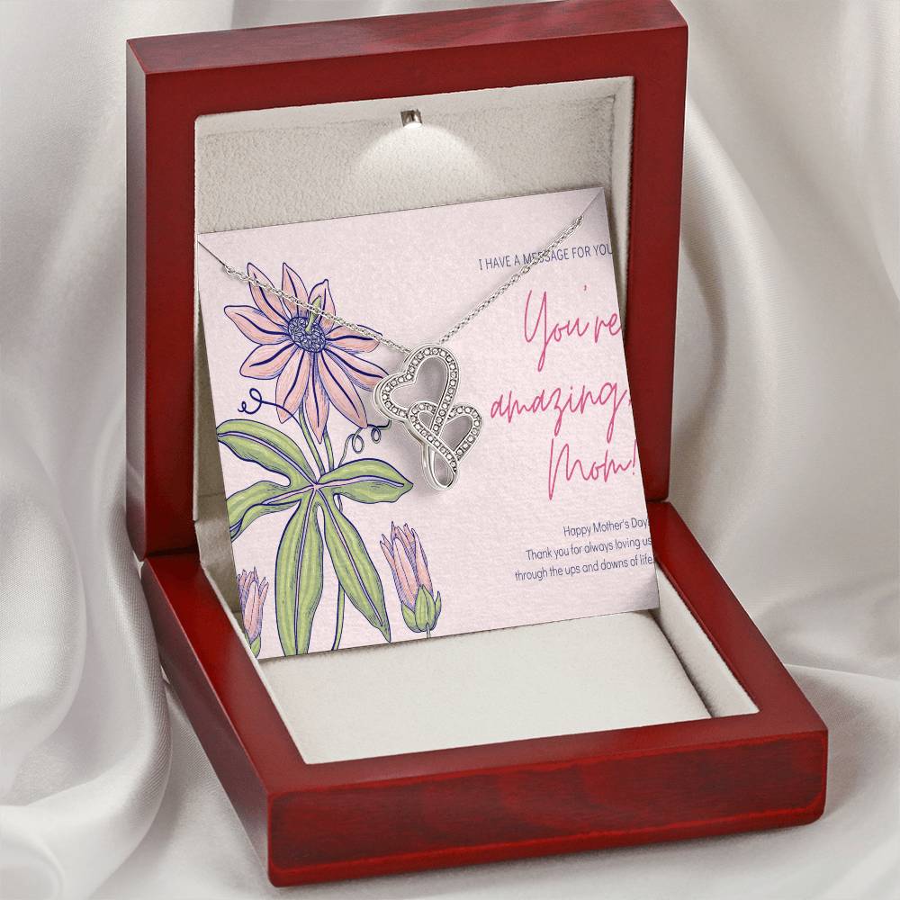 To My Mom 5 Double Hearts Necklace