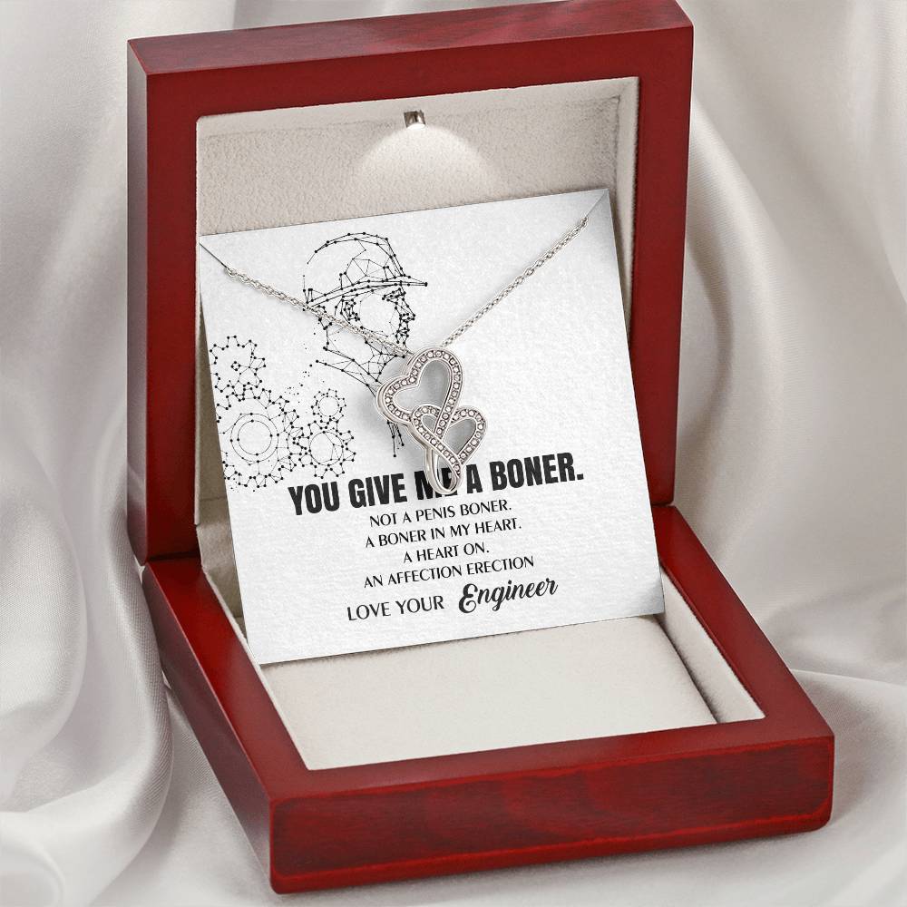 You Give Me A Heart Boner An Affection Erection Funny & Sarcastic Love For Her Mature Best Fu Double Hearts Necklace
