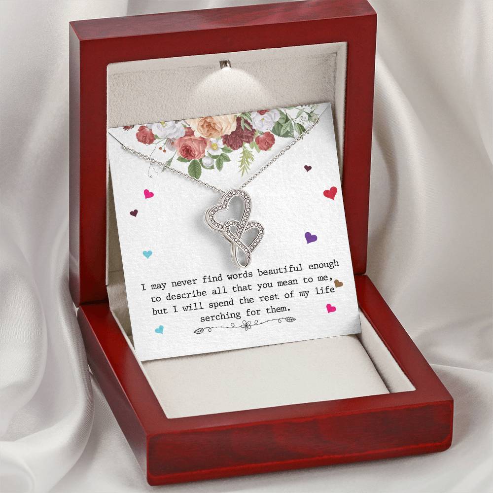 To My Wife Necklace - Anniversary Gift For Wife - Gift For Wife Double Hearts Necklace