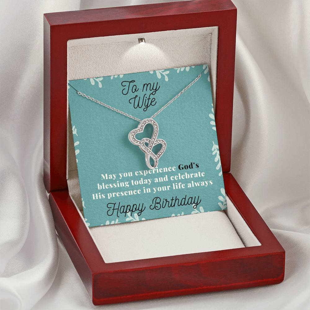 To My Wife Necklace - Gift For Wife Birthday Marriage - Wife Necklace From Husband Anniversary Necklace For Wife Wife Double Hearts Necklace