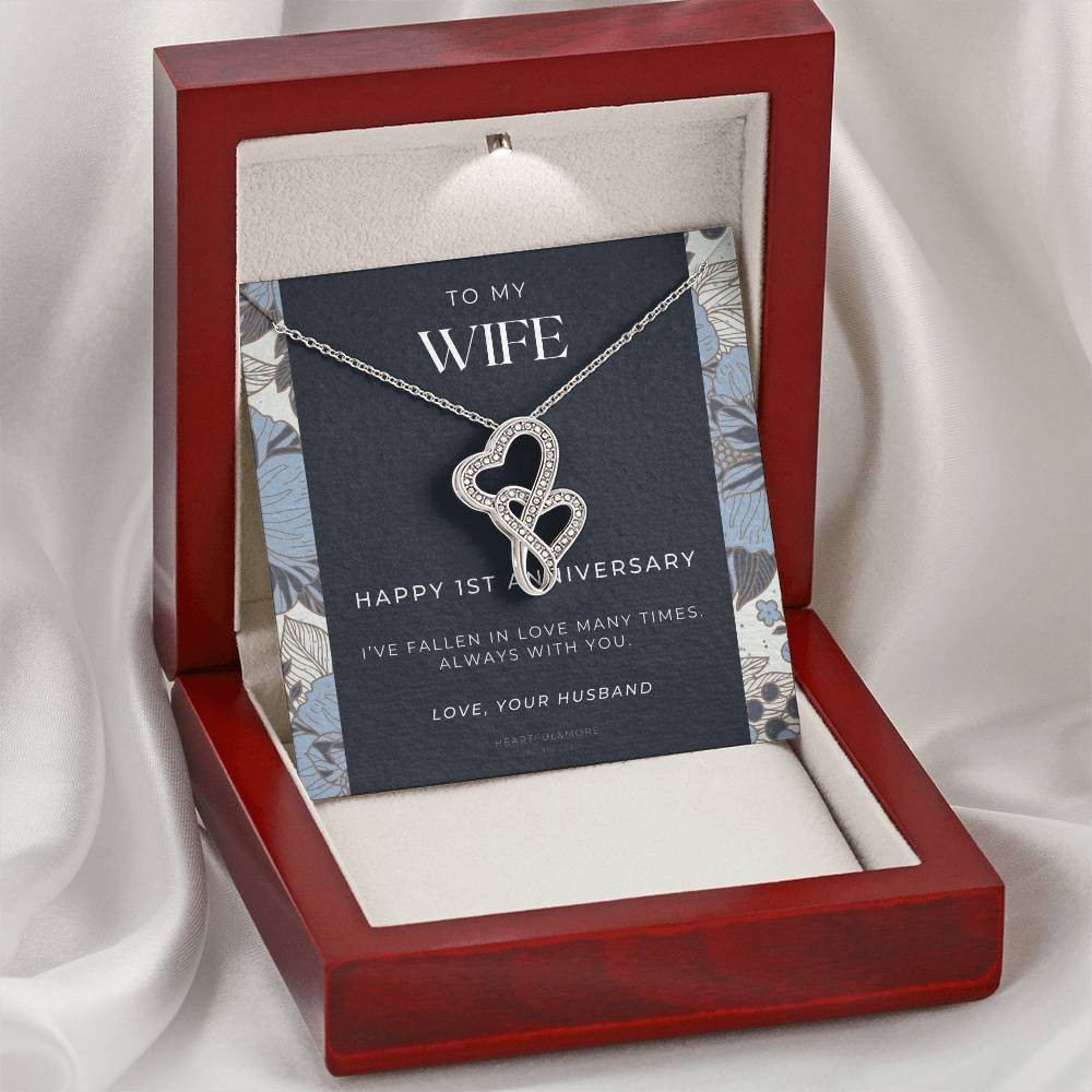 1 Year Anniversary Gift For Wife 1 Year Anniversary Gifts 1 Year Wedding Anniversary Gift Ideas 1St Wedding Anniver 1 Double Hearts Necklace