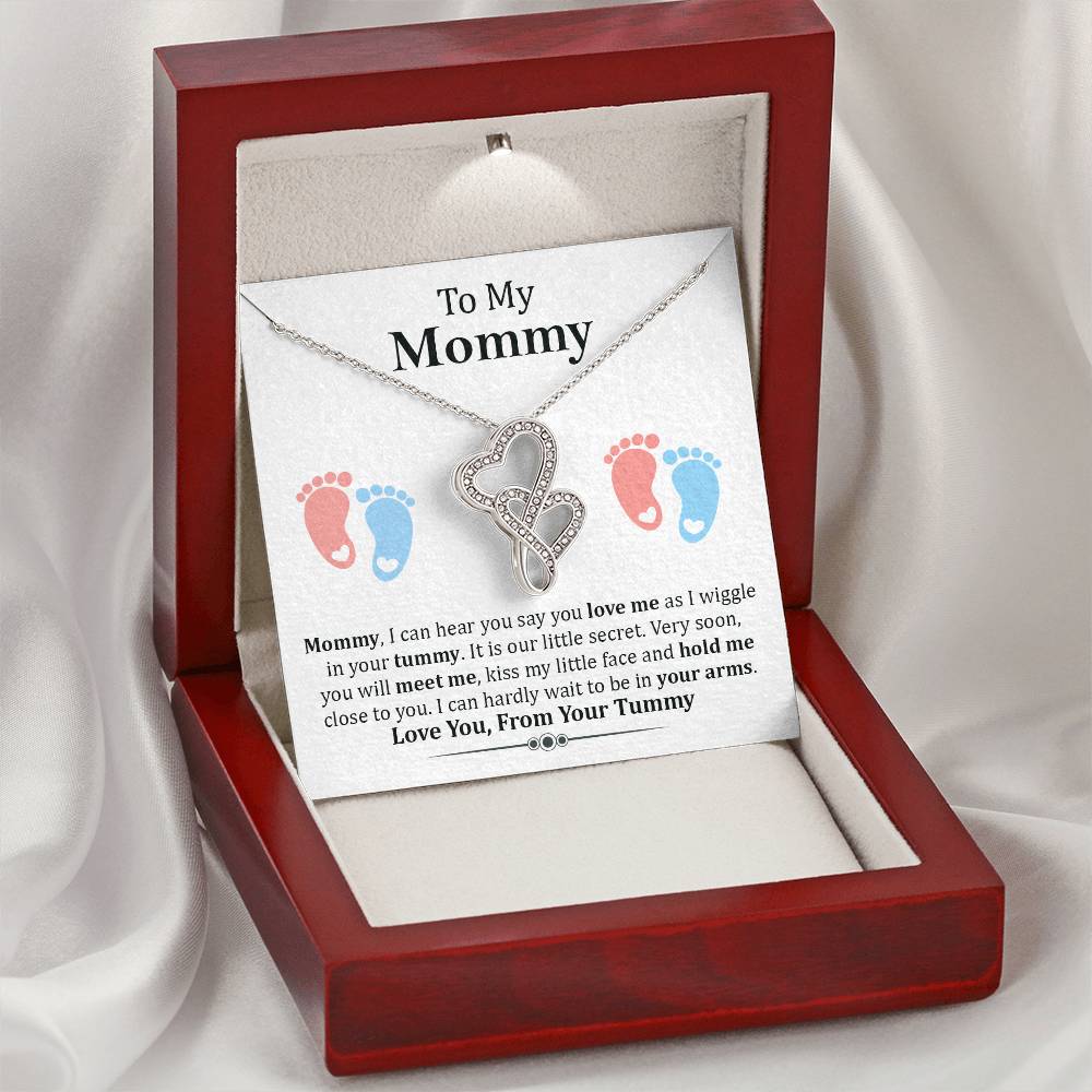 Love You From Your Tummy Double Hearts Necklace