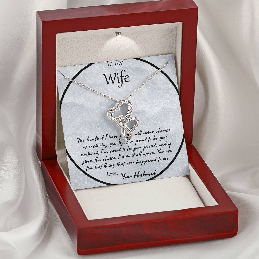 To My Wife The Love That I Have For You - Gray Double Hearts Necklace