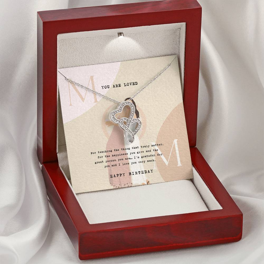 Mom Gift Design 2 Double Hearts Necklace