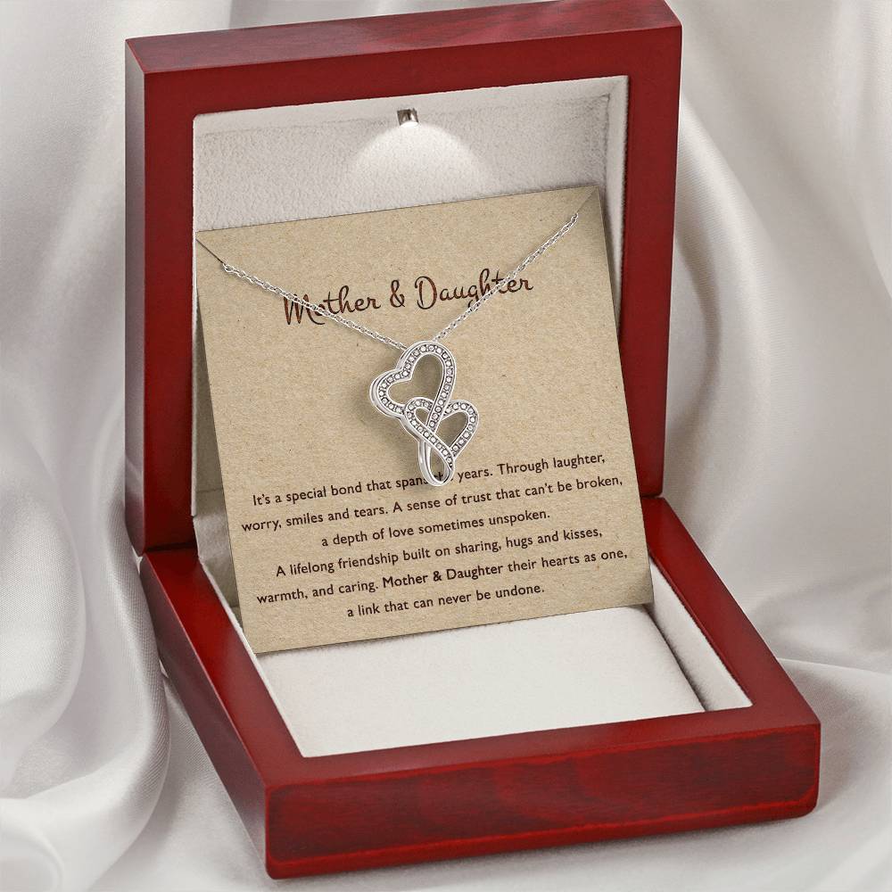 To Daughter From Mom Double Heart Necklace Gift Mom And Daughter No Matter Where You Go Gift From Mom Daughter Wedding 1 Double Hearts Necklace