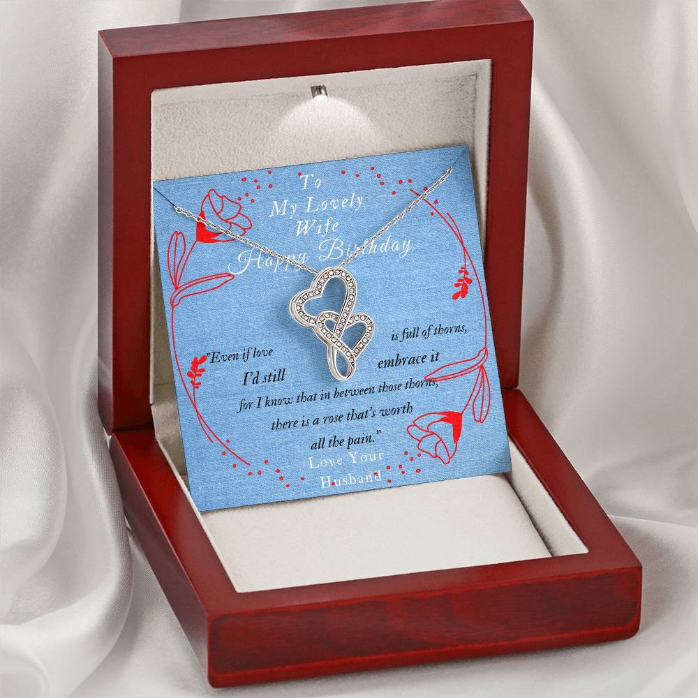 To My Lovely Wife-Happy Birthday-! Double Hearts Necklace