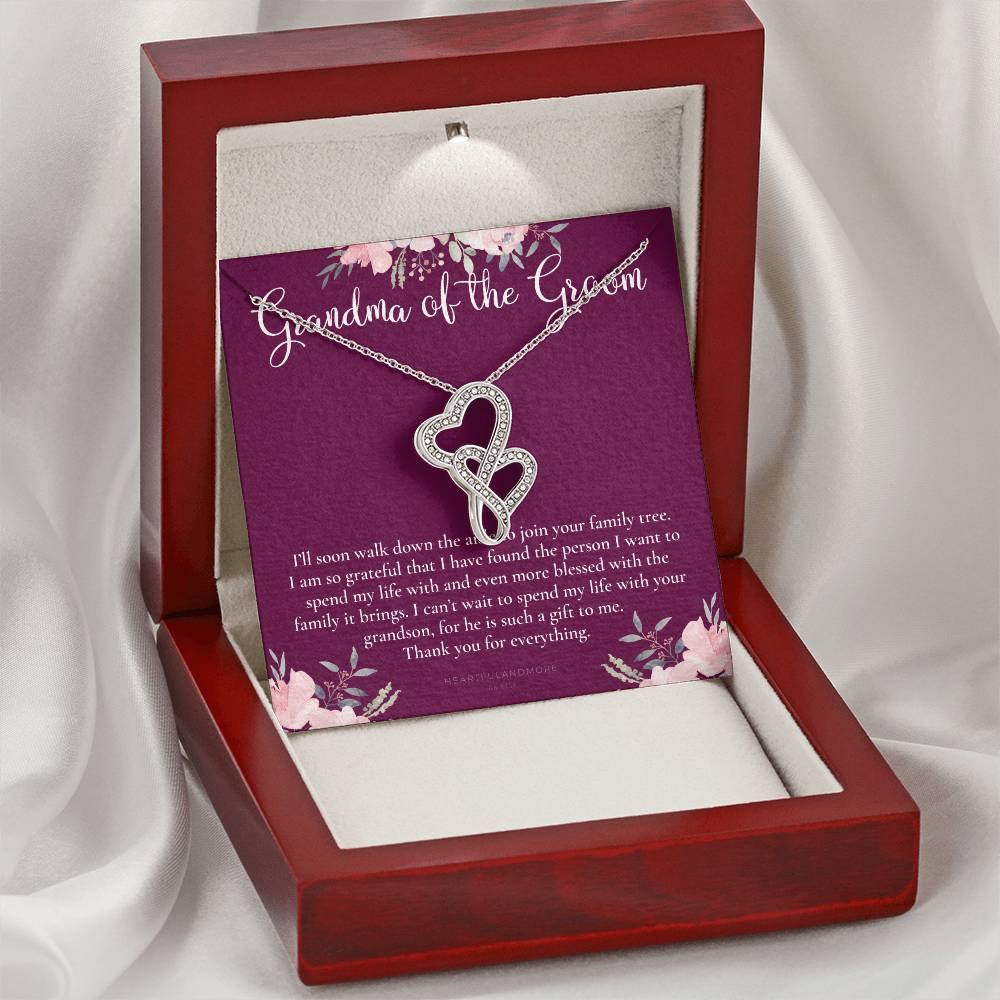 Grandmother Of The Groom Gift Necklace Grandma Wedding Gift Nana Bridal Shower Rehearsal Dinner Thank You Gift 1 Double Hearts Necklace