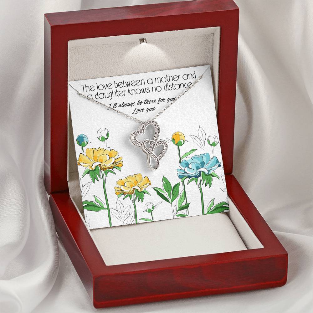 Inspired Gift For Mom And Doughter For Mother's Day About No Distance Bond Between Them Double Hearts Necklace