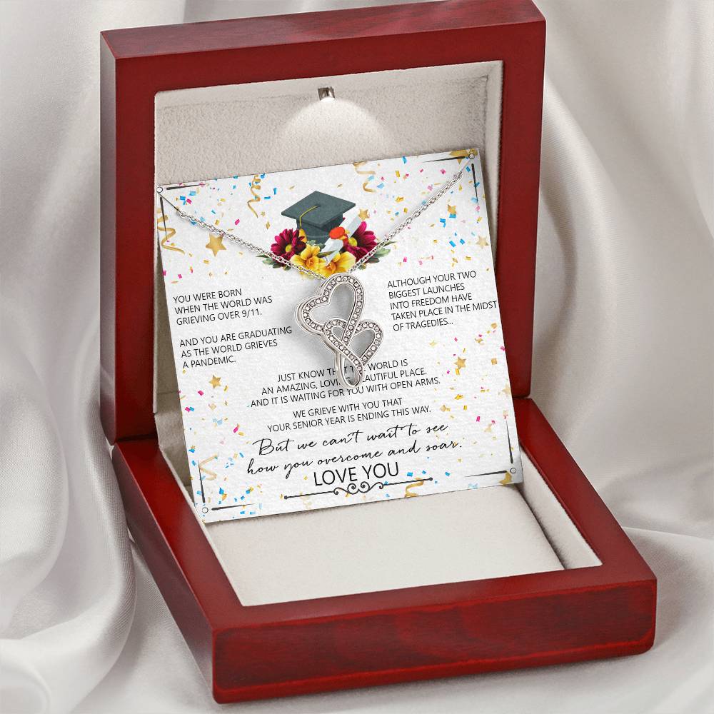 Graduation Gift Ideas - September 11 2001 - Gift From Mom Dad - Graduation Necklace - College Graduated Gift - Gift F Double Hearts Necklace