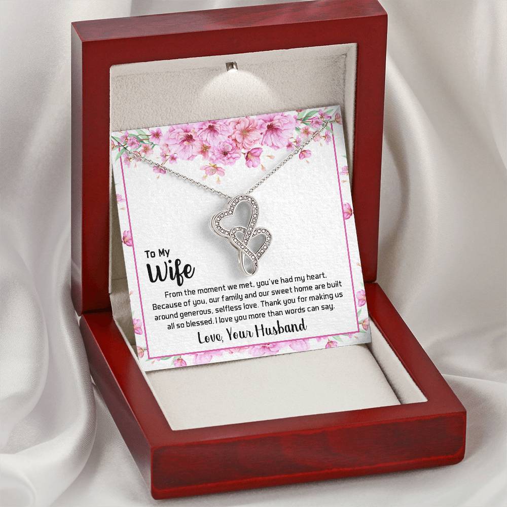 To My Wife - 2 Double Hearts Necklace