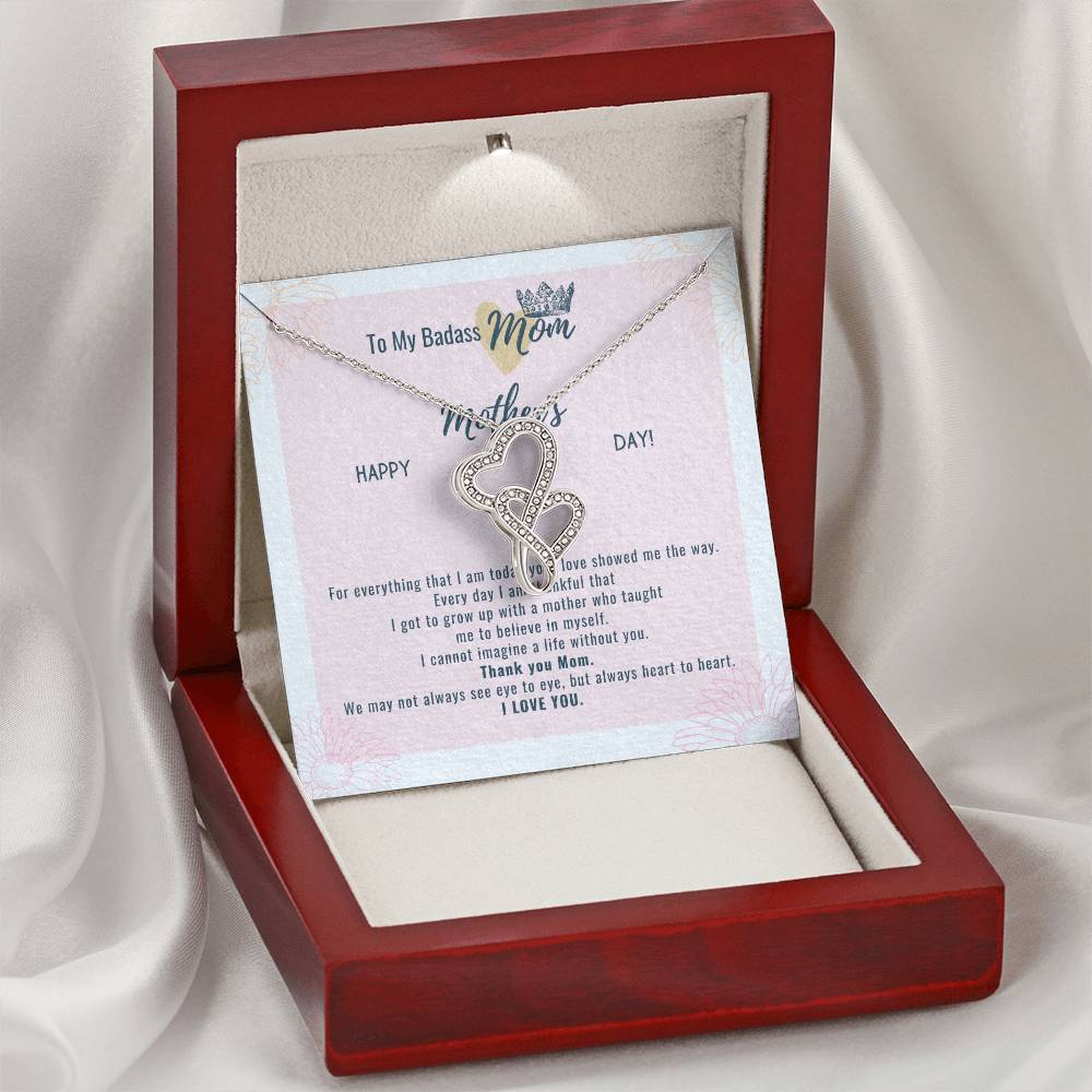 To My Badass Mom On Mother's Day Double Hearts Necklace