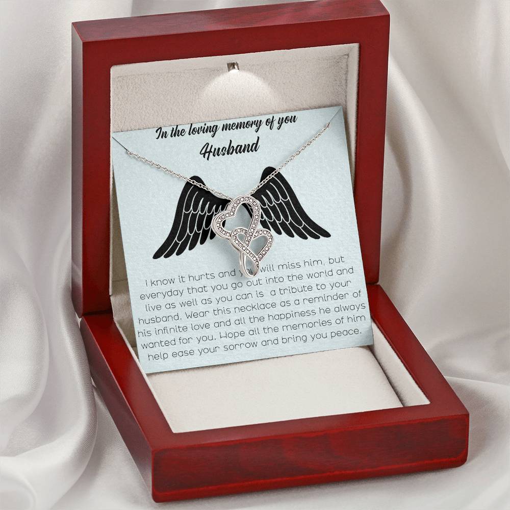 In The Loving Memory Of Your Husband Double Hearts Necklace